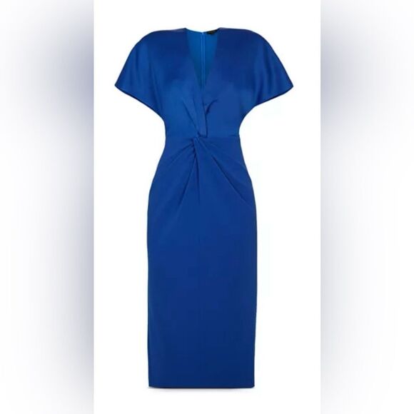 NWT Ted Baker Royal  Blue twist front Midi Dress, M - Picture 1 of 15